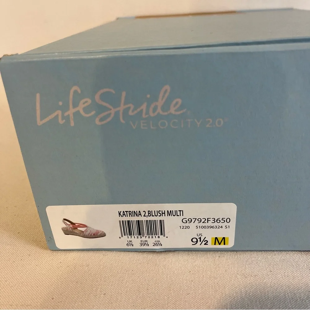 Lifestride Velocity Katrina 2 Pink Blush/Multi 9.5 Espadrille‎ Wedge Sandals